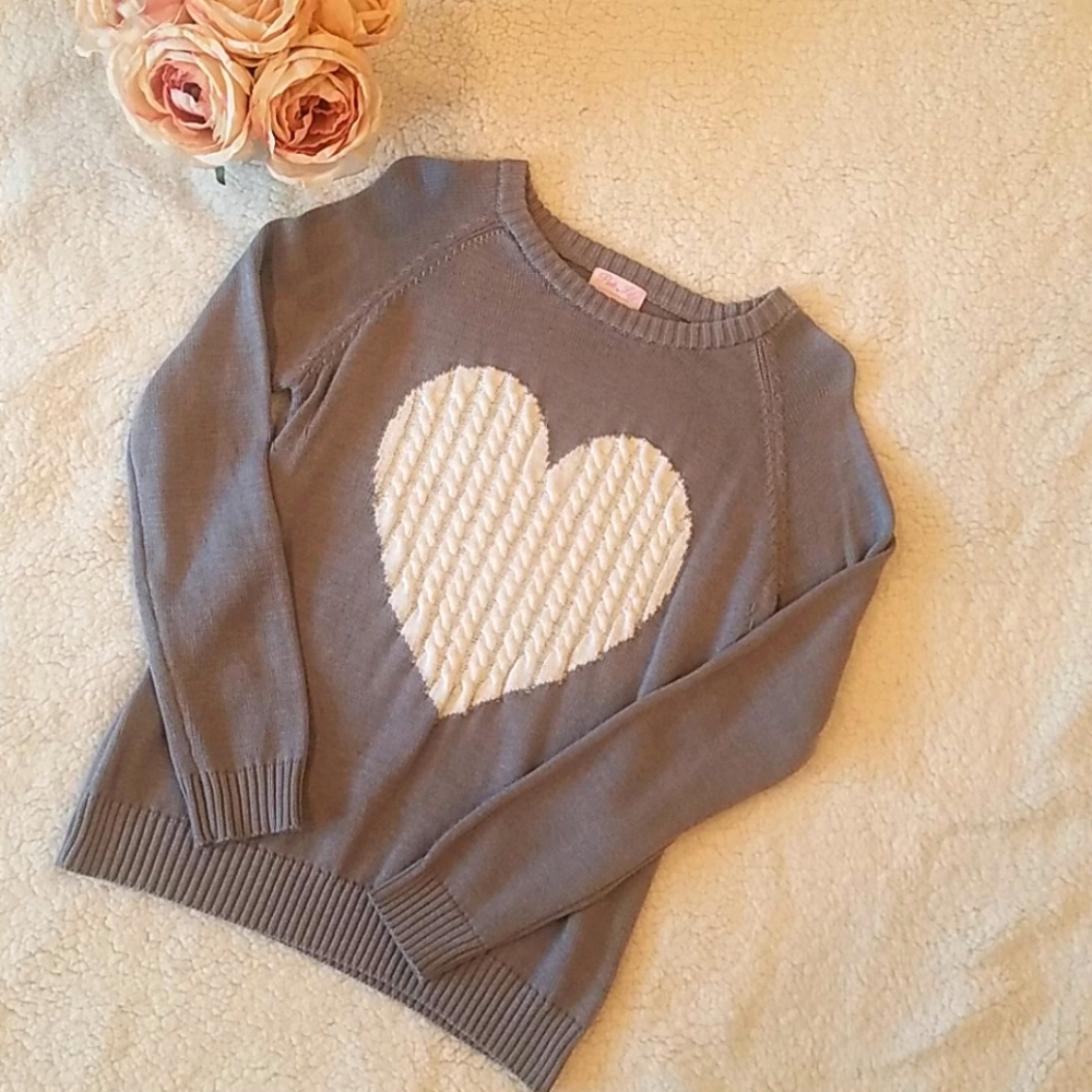 Pink Lily Heart Sweater